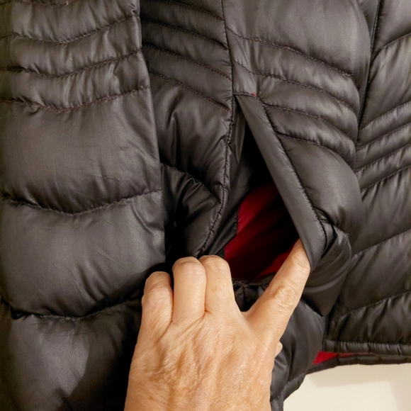 Womens Packable Down Lightweight Gray Pink Jacket - Picture 8 of 8